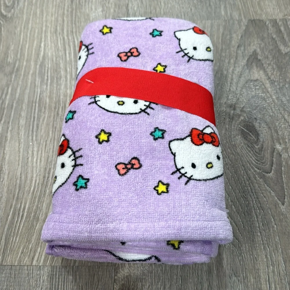 New set of 2 Hello Kitty Purple Hand Towels Stars Bows BB3